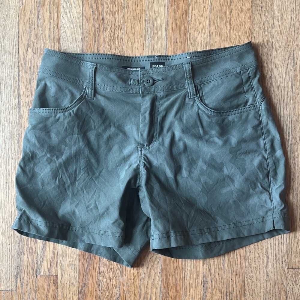 Prana Forest Green Camo Cargo Shorts for Women